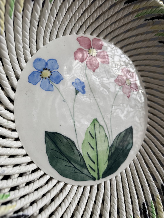 Image 1 of Cesta de frutas de cerámica tejida de los años 50