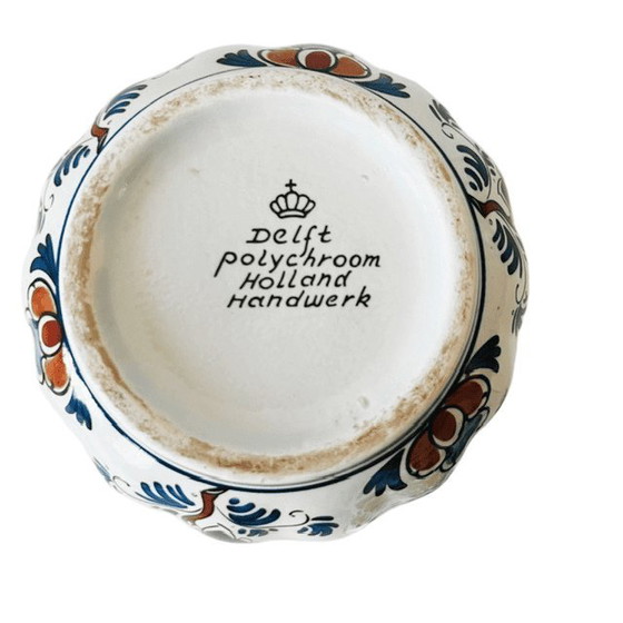 Vintage set of Delft Polychrome Dutch Handmade flower pots with floral motif, 1960s – Delft Polychroom Holland (photo 6 of 6)
