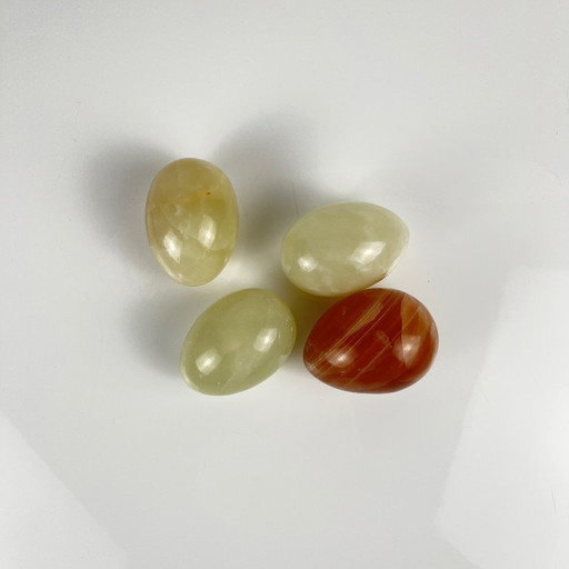 Set dekorativer Vintage-Eier aus durchscheinendem, geädertem Onyx, 1970er Jahre