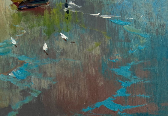 Image 1 of Original Oil Painting Summer Coastal Landscape The mountains touch the sea