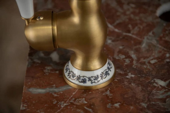 Piccolo lavabo antico in legno e marmo rosso. – Armadi contenitori, Vintage (photo 12 of 13)