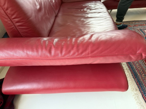 Image 1 of Leder Sofa Zweisitzer und Zweieinhalb-Sitzer Koinor rot