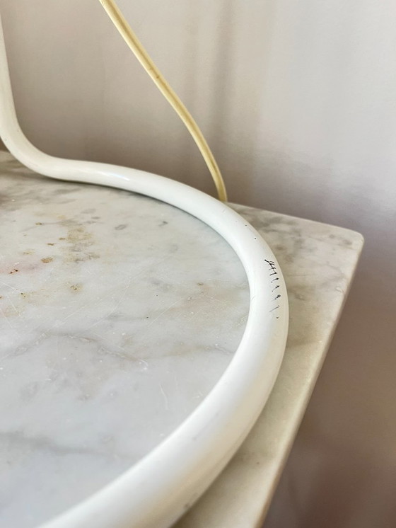 Image 1 of Postmodern Table Lamp by Glashütte Limburg – White Glass Globe, Minimalist Design, 1970s Germany