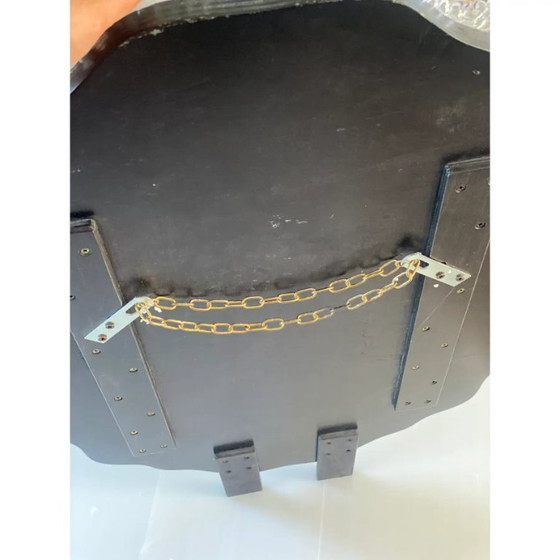 Image 1 of Venetian Murano Glass Oval Red Floral Wall Mirror – Hand-Carved Italian Art