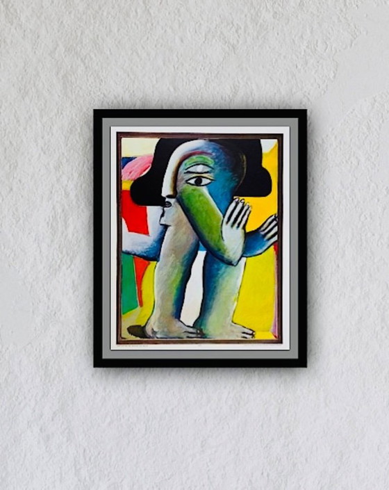 Image 1 of Horst Antes: "Zweiäugige Figur, 1965". Seltener Kunstdruck, antiquarischer Lichtdruck in ausgezeichnetem Zustand.