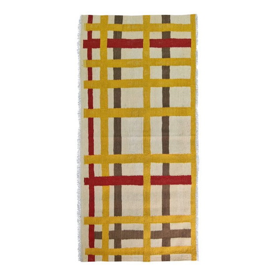 Piet Mondrian New York City Loper | Handgeweven Wol op Katoen | Kunst Gangloper | 26 × 67 inch 65 x 170 cm (photo 10 of 10)