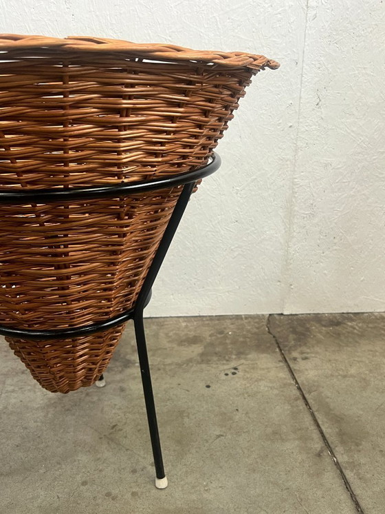 Image 1 of Vintage wicker pointed basket / plant furniture, Netherlands 1960s