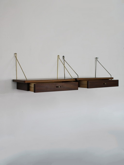Tables de chevet suspendues vintage danoises en teck