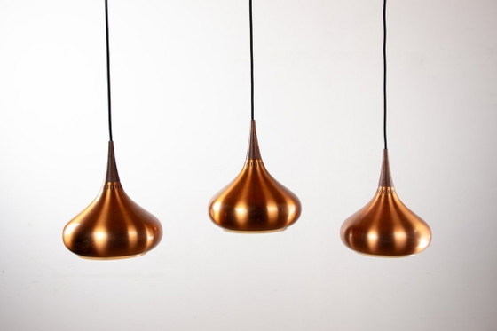 Image 1 of Grande triple suspension Danoise en métal et Palissandre, édition ancienne, modèle Orient, par Jo Hammerborg pour Fog & Mørup 19