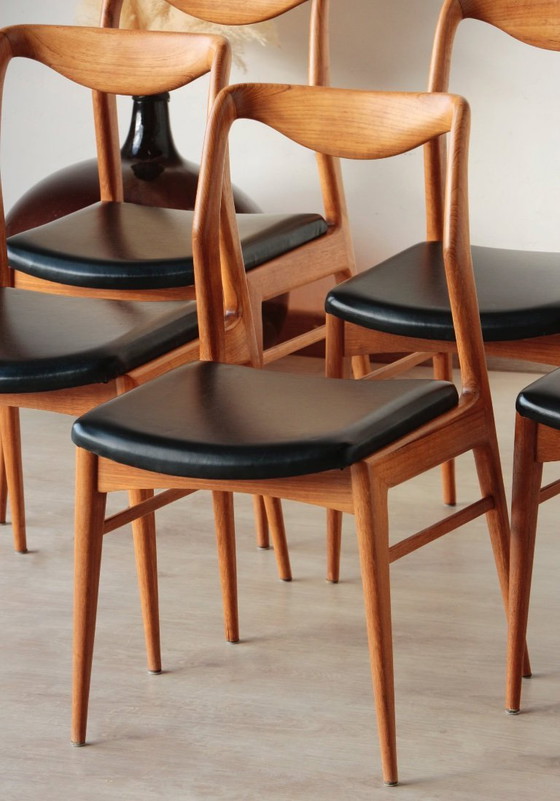 Image 1 of Set of 6 Vintage Scandinavian Teak Chairs – 1960s