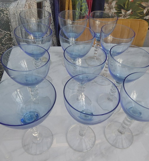set di 12 bicchieri da dessert vintage Luxor Bi-col Zaffiro blu