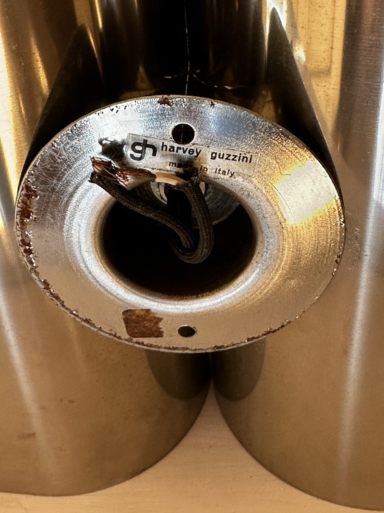 Image 1 of Paire d’appliques Harvey Guzzini Italie - Metal Chromé - Space Age années 70