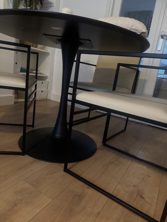 Image 1 of 4x By Crea Designer-Esszimmerstühle mit veganem Lederbezug, neuwertig