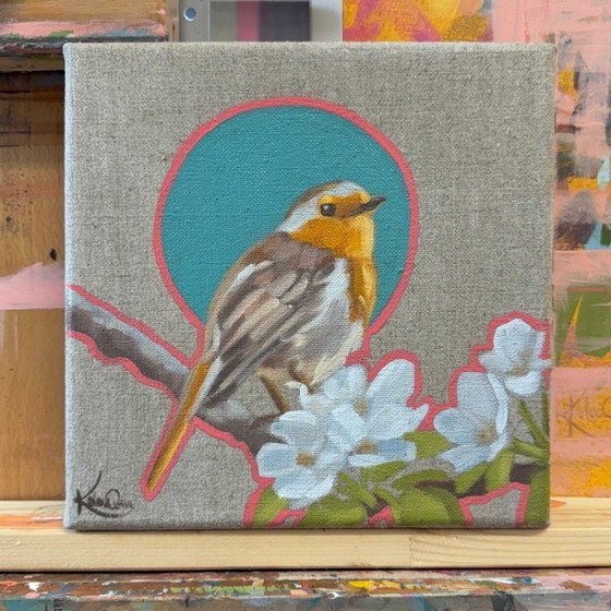 Image 1 of Robin, oil on canvas, 20x20 cm, Sandra Kolondam