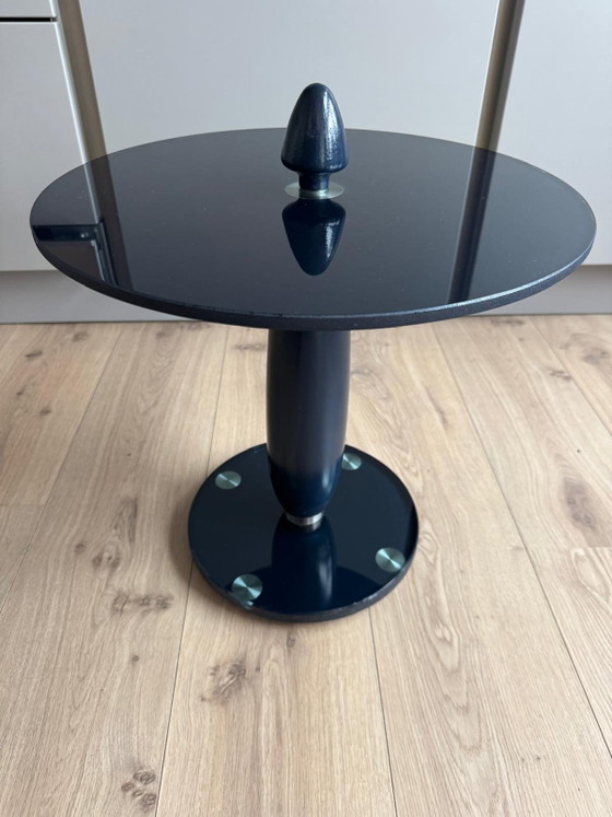 Leolux Exclusive Design Small Table Blue Glass. – Side tables, Wood (photo 7 of 9)
