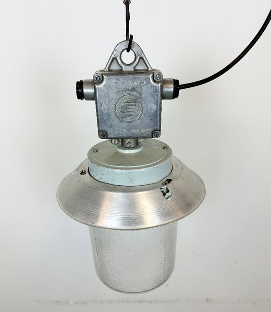 Image 1 of Industrial Aluminium Light with Glass Cover from Elektrosvit, 1970s