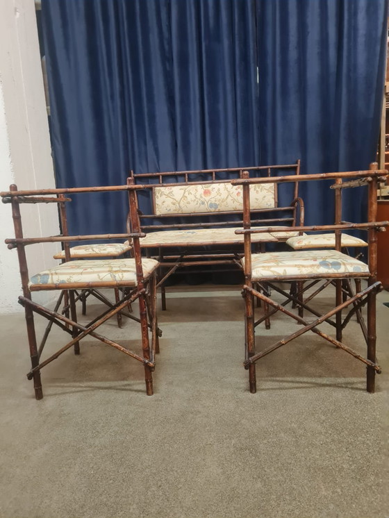 Image 1 of Ensemble de salon ancien en faux bambou par la Maison Staněk - Prague, vers 1910