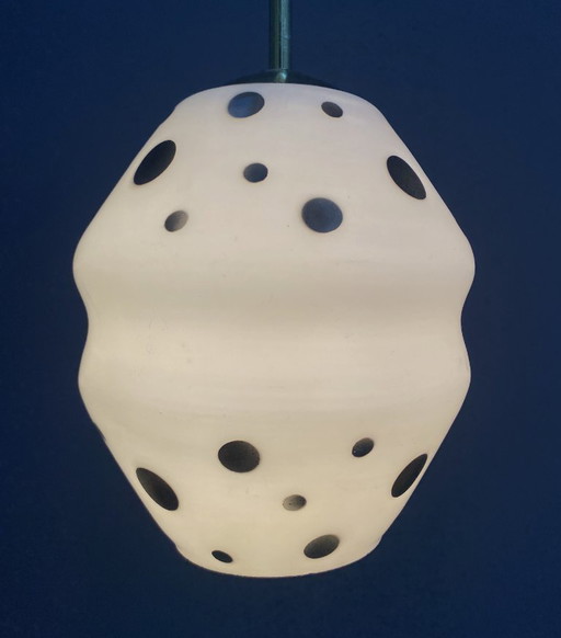 White with black dots pendant lamp 1960s 