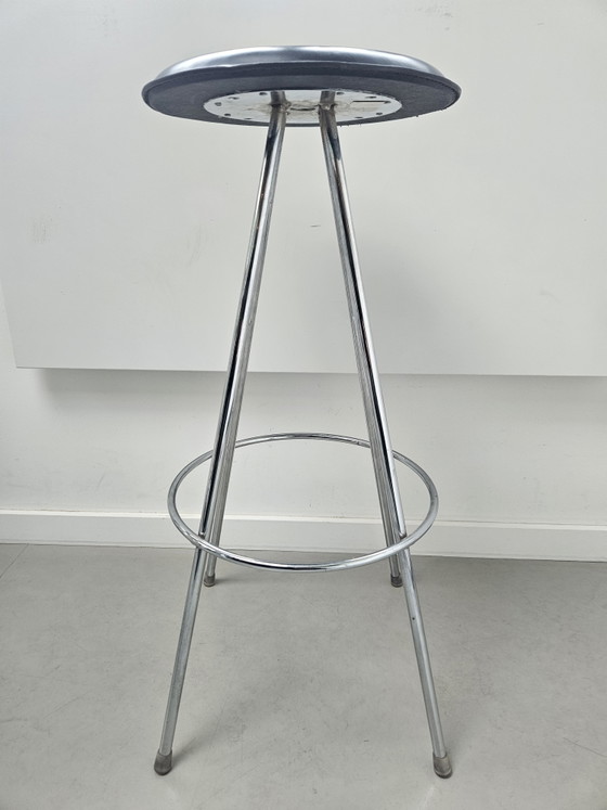 Image 1 of 4 sgabelli da bar vintage cromati neri
