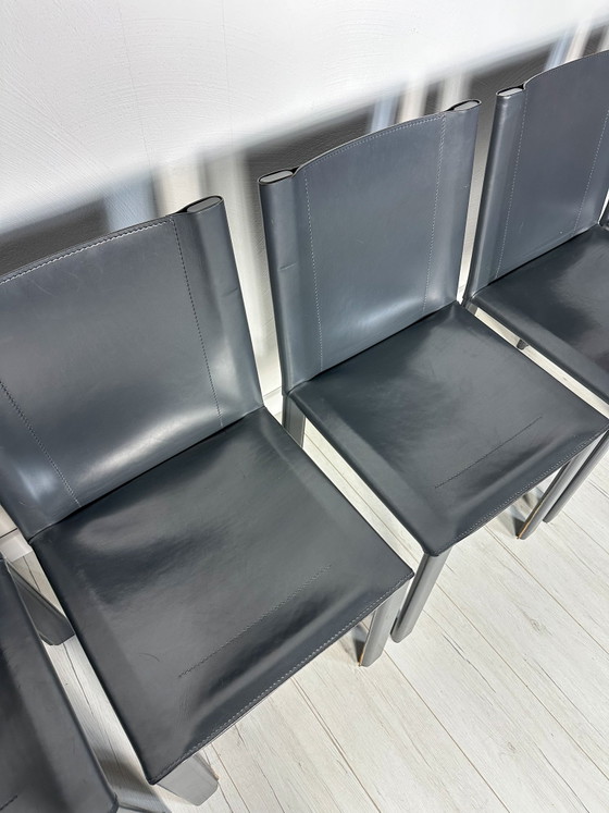 Image 1 of 6x Set 1980s VINTAGE ITALIAN DINING CHAIRS BY CARLO BARTOLI FOR MATTEO GRASSI