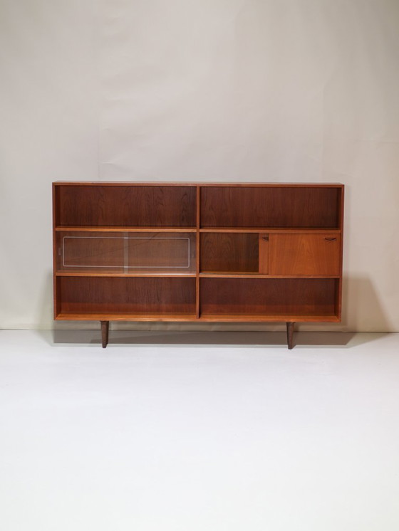 Image 1 of Bookcase Clausen & Søn wall cabinet teak Danish vintage