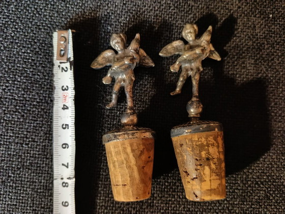 Paire de Bouchons de Bouteille Vintage avec Putti en Métal Argenté – Objets déco, Metal (photo 2 of 6)