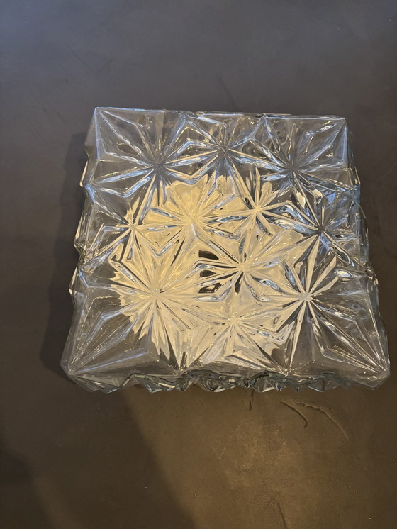 Image 1 of Vintage glazen plafondlamp / plaffoniere glas