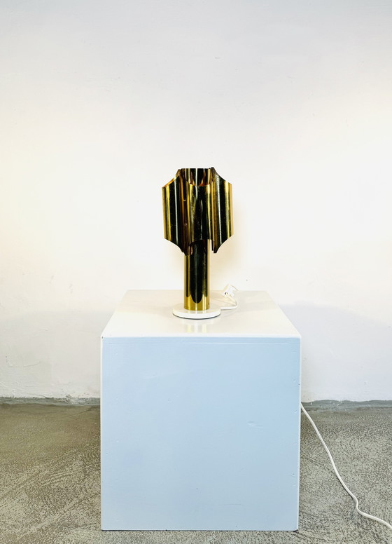 Image 1 of TYPE 742 BRASGEKLEURDE 'ORGUE' TAFELLAMP, MOGELIJK MAISON CHARLES, FRANKRIJK, jaren 1960