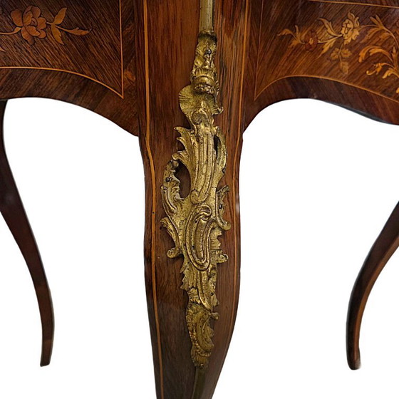 Image 1 of Antigua mesa francesa estilo Luis XV con cajón, finales del siglo XIX