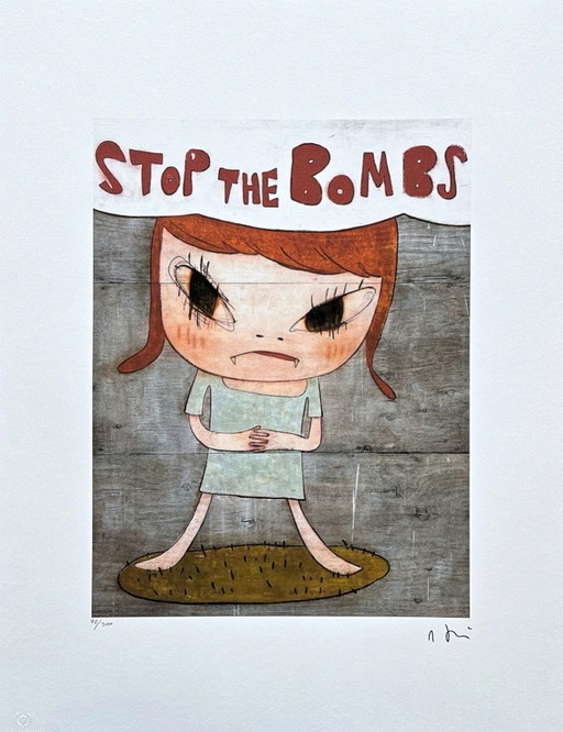 D'après Nara Yoshitomo, « Stop the Bombs », années 1990, lithographie en édition limitée