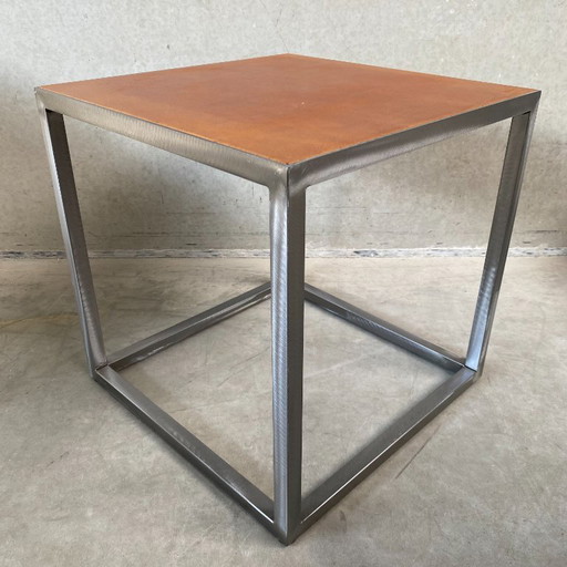 Table basse "Trinity" en cuir Baxter design italien 1980