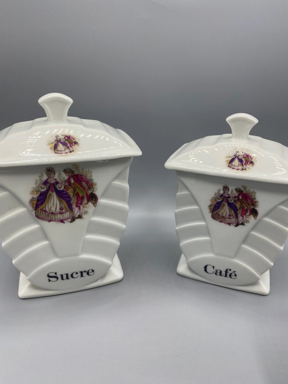 4 FD Chauvigny Porcelain Spice Jars – Galant Art Deco Decor – Decorative Objects (photo 4 of 9)