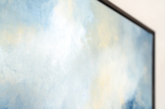 Original Framed Blue Abstract Landscape Painting, Acrylic on Canvas - I Was Looking for This (photo 9 of 19)