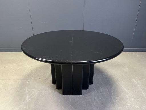 Vintage extendable black wooden dining table, 1980s