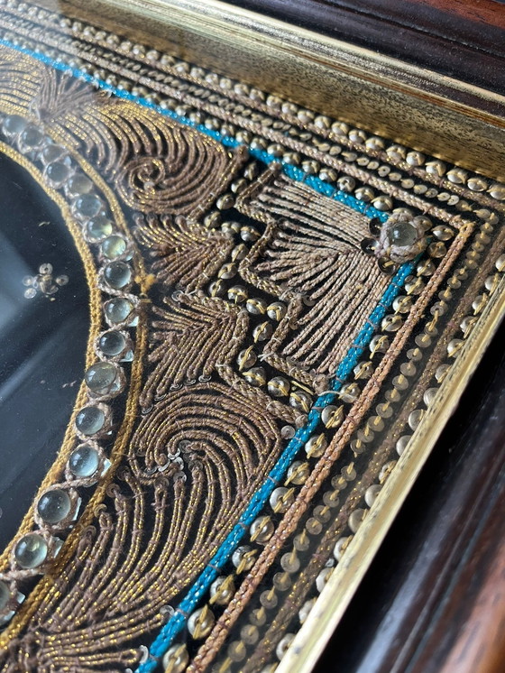 Image 1 of Vintage framed Burmese Kalaga rug elephant