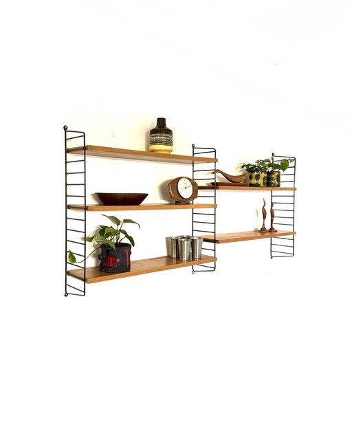 Vintage modular teak wall rack, Nisse String ‘60