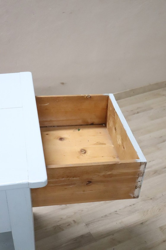 Image 1 of Table de cuisine ou de travail en sapin laqué bleu, Italie, fin du XIXe siècle