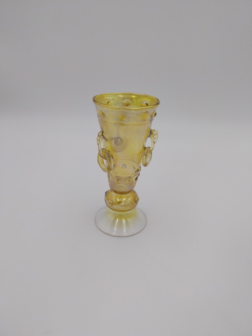 1 x glass ring cup yellow 1900