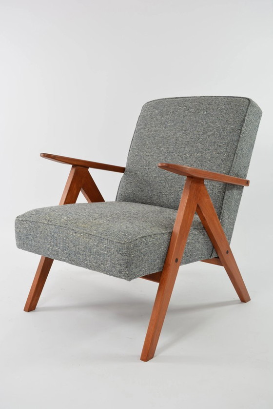 Image 1 of KOMPAS fauteuils in gemêleerd blauwgrijs