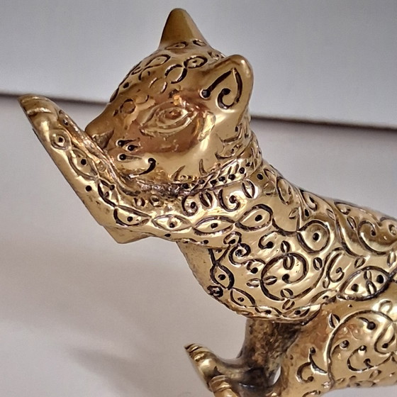 Messingkatzenfigur, The Franklin Mint – Dekorative Objekte, Brass (photo 4 of 5)