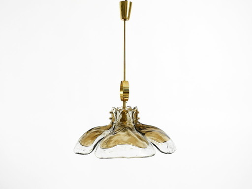 Beautiful, rare, original 1960s J.T. Kalmar Franken heavy Murano glass floral ceiling lamp
