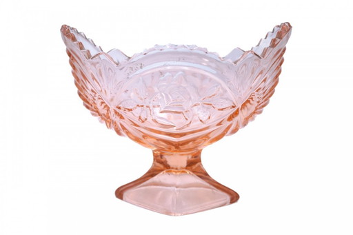 Pink jardiniere "rose", Ząbkowice glassworks, Poland, 1960s