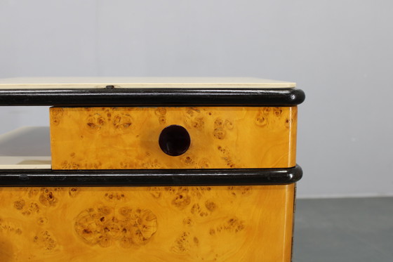 Image 1 of 1950s Pair of Bedside Tables/Nightstands in Birch Finish, Czechoslovakia