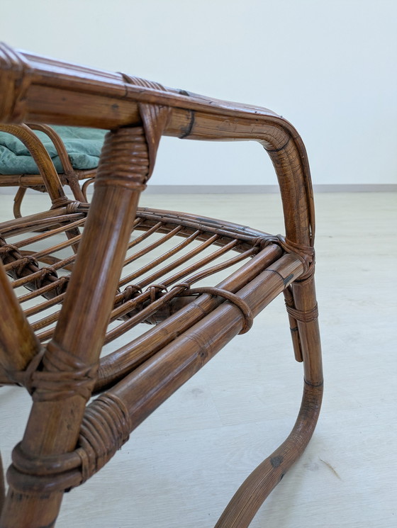 Image 1 of Salon en bambou - Fauteuils, table basse et porte-manteau - Vintage