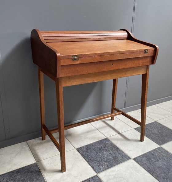 Image 1 of Bureau en teck à plateau enroulable, Danemark des années 1960