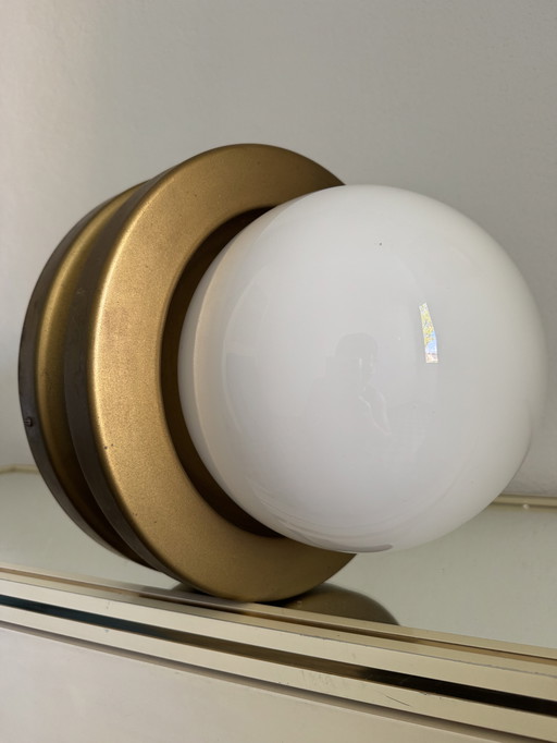 Ball lamp opaline gold base 70's