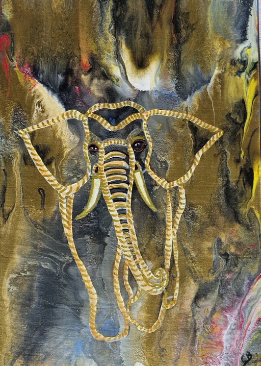 Elefante dorato. – kunst, Paper