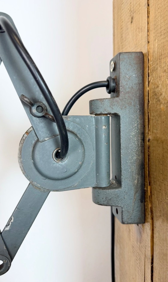 Image 1 of Industrial Black Enamel Scissor Wall Lamp, 1950s