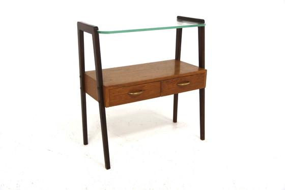Commode Scandinave en Teck, Sweden, 1950, Verre, Scandinavian (photo 5 sur 5)