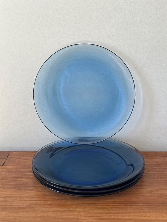 Vintage Blauwe Glazen Bordenset (12-Delig) – Mid Century / Retro – Servies, Glass (photo 4 of 6)
